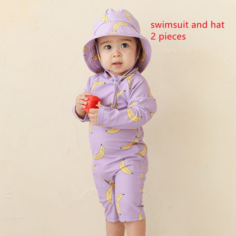 2022 Children&#39;s One Piece Swimsuit Sunscreen Quick-Dry Baby Surfing Suit for Boys Girls Swimwear Toddler Bathing Suit