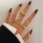 Modyle 10 pcs/set Bohemian Ring Set Gold Silver Color Wide Rings For Women Girls Simple Chain Finger Tail Rings