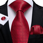 New Design Wedding Men Tie Red  Solid Striped Paisley Neckties For Men Business Dropshipping DiBanGu Hanky Cufflinks Tie Set