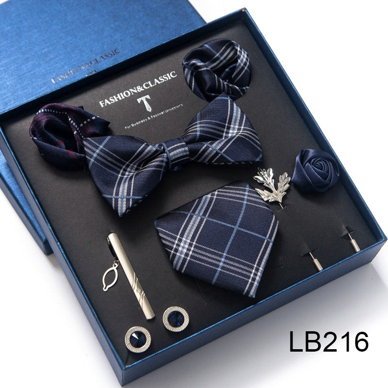 Mix Colors 2021 New Style Silk Classic Wedding Gift Tie Pocket Squares Set Necktie Box Black Suit Accessories Solid Men