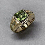 Business Rings for Men Metal Gold Plated Color Ring Luxury Domineering Green Zircon Ring Party Jewelry Gift Direct Sale
