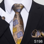 7.5 cm Great Quality Birthday Gift Tie Hanky Cufflink Set Necktie For Men Formal Clothing Purple hombre Gift for Boyfriend