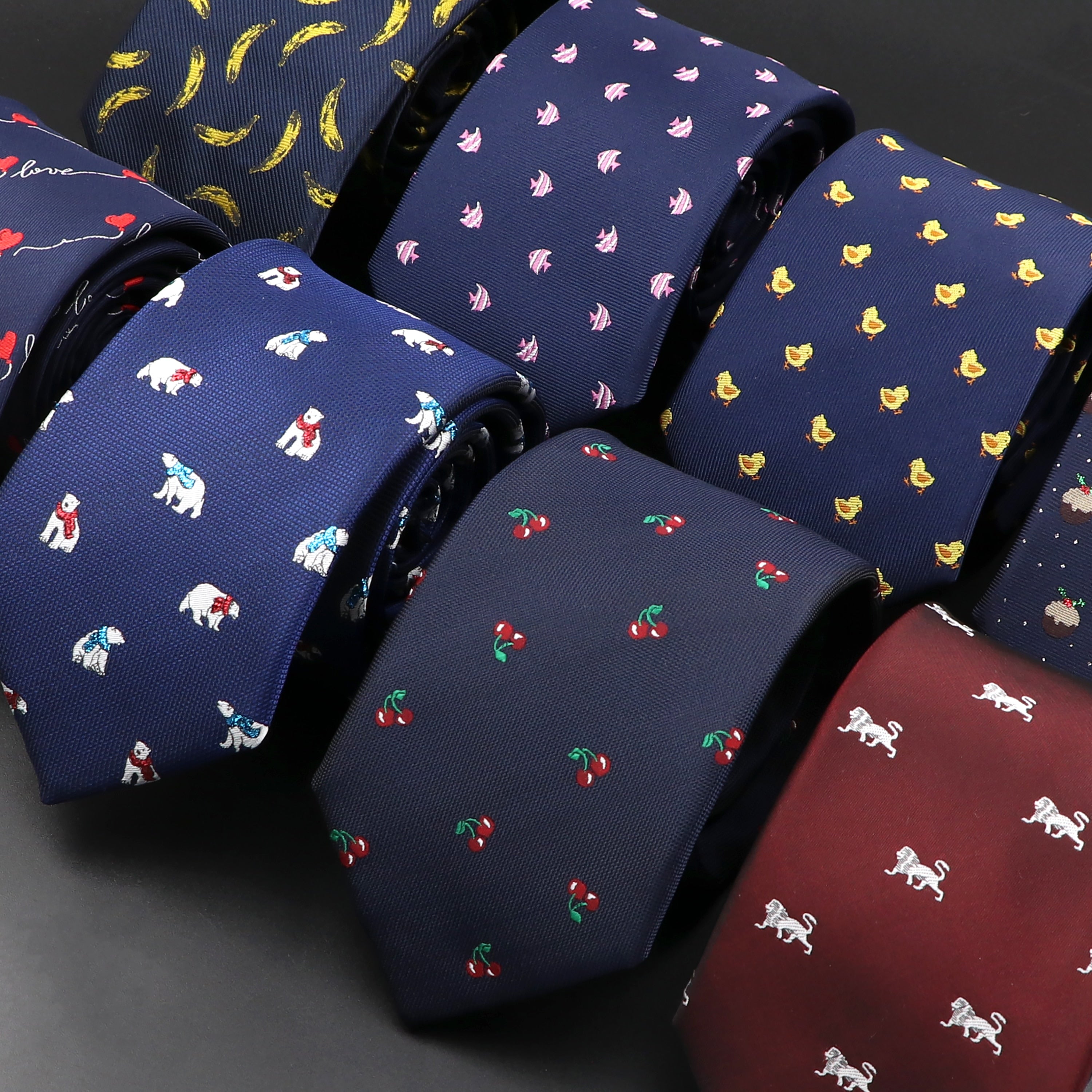 New Blue Printed Men&#39;s Tie Novelty Animal Fruit Pattern Neck Ties S lim Jacquard Woven High Quality Gravatas Accessories For Men