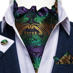Luxury Men&#39;s Vintage Paisley Floral Formal Cravat Ascot Tie Self British Style Gentleman Silk Tie Set For Wedding Party DiBanGu