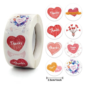 Thank you craft stickers Heart Handmade Cake decoration cookie Sealing Label Kraft Sticker Baking DIY Gift Stickers Party