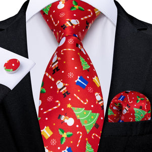 Mens Christmas Tie Set Red Blue 8cm Wide Silk Neck Tie Gift For Men Wedding Accessories