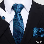 Fashion Brand Nice Handmade Silk Tie Handkerchief Cufflink Set For Men Necktie Orange Paisley Shirt Accessories lover&#39;s day