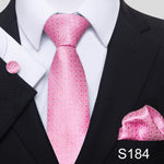 7.5 cm Great Quality Birthday Gift Tie Hanky Cufflink Set Necktie For Men Formal Clothing Purple hombre Gift for Boyfriend