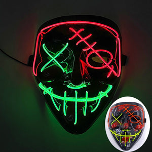 Halloween Neon Led Purge Mask Masque Masquerade Party Masks Light Luminous In The Dark Funny Masks Cosplay Costume Supplies