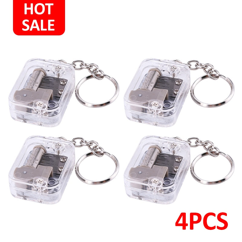 Kids 18 Tones DIY Music Box Movement Keychain Toys Baby Handy Crank Musical Instrument Toy for Baby Birthday Gifts