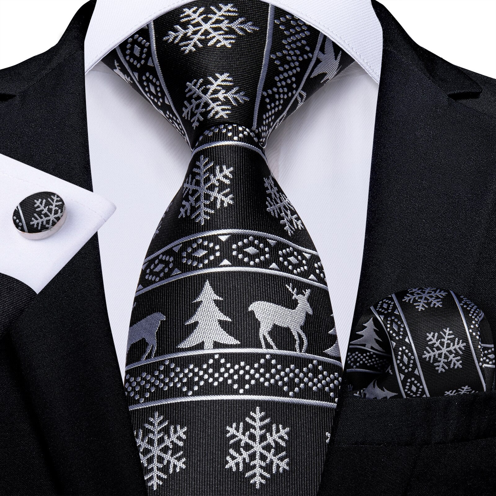 Mens Christmas Tie Set Red Blue 8cm Wide Silk Neck Tie Gift For Men Wedding Accessories