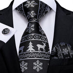 Mens Christmas Tie Set Red Blue 8cm Wide Silk Neck Tie Gift For Men Wedding Accessories