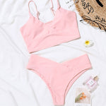 Sexy Women High Waist Bikinis 2 Piece Swimsuit Bandeau Swimwear Female Thong Brazilian Biquini Push Up Bikini Set Bathing Suit