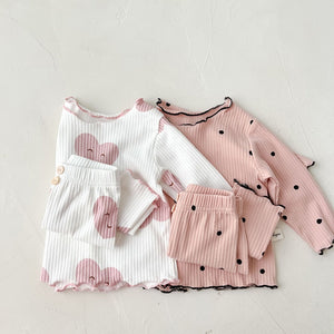 MILANCEL 2022 Autumn Baby Pajama Set Dot Print Infant Girls Sleeper Wear Toddler Girls Indoor Clothes Suit