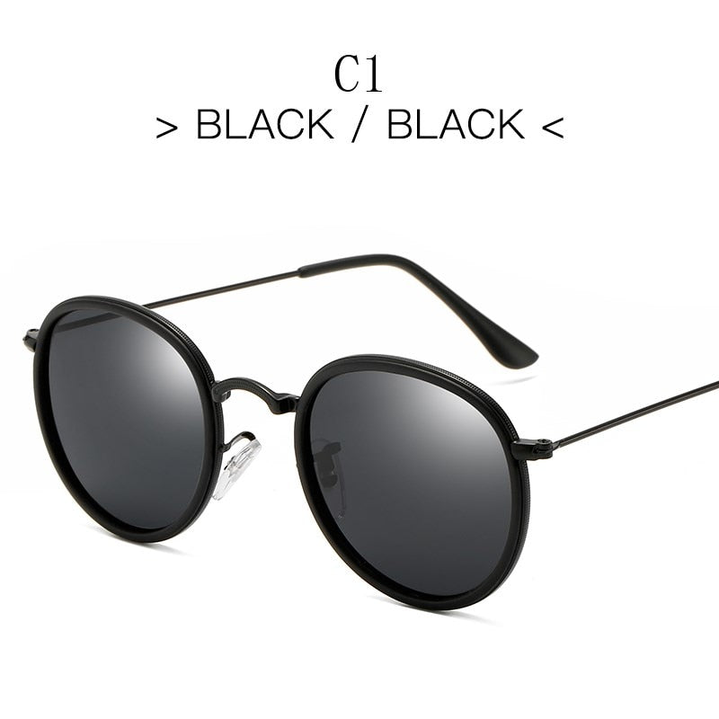 2020 Round Polarized Sunglasses Men Polaroid Sun Glasses Women Metal Frame Black Lens Eyewear Driving Goggles UV400