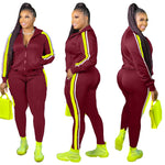 LW Plus Size Hooded Collar Patchwork Tracksuit Set Women Fall Clothes Sweatsuit Joggers Outfit Zip Top Sweatpants Tracksuit