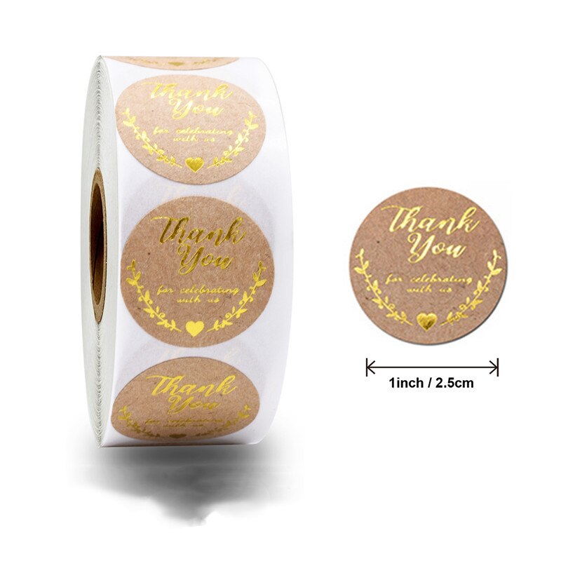 Thank you craft stickers Heart Handmade Cake decoration cookie Sealing Label Kraft Sticker Baking DIY Gift Stickers Party