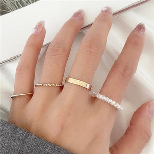 Modyle 10 pcs/set Bohemian Ring Set Gold Silver Color Wide Rings For Women Girls Simple Chain Finger Tail Rings