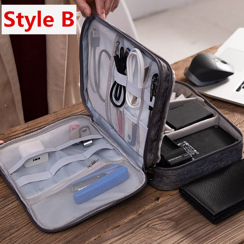 Travel Accessory Digital Bag Power Bank USB Charger Cable Earphone Storage Pouch Large Shockproof Electronic Organizer Package