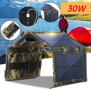 Foldable Solar Panel Charger 30W Waterproof Backpack Folding Sun Power Solar Cells for Mobile Phone Car RV Boat Camping Outdoor