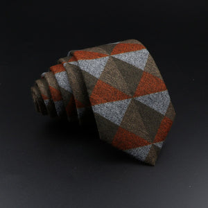 Men&#39;s Plaid Tie Cotton Black Grey Red Necktie Handmade Wool Narrow Collar Ties Wedding Business Party Suit Shirt Gift Accessory