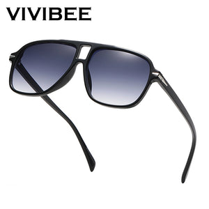 VIVIBEE Fashions Aviation Gredient Sunglasses Retro Men Oversized Pilot Rivets UV400 Summer Shades Vintage Big Eyewear