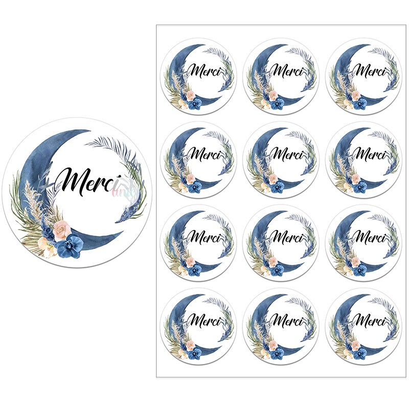 Merci Stickers Labels for Parties Wedding Small Business Stickers Packaging Seal Labels Thank You Stickers Baking Gift Bag