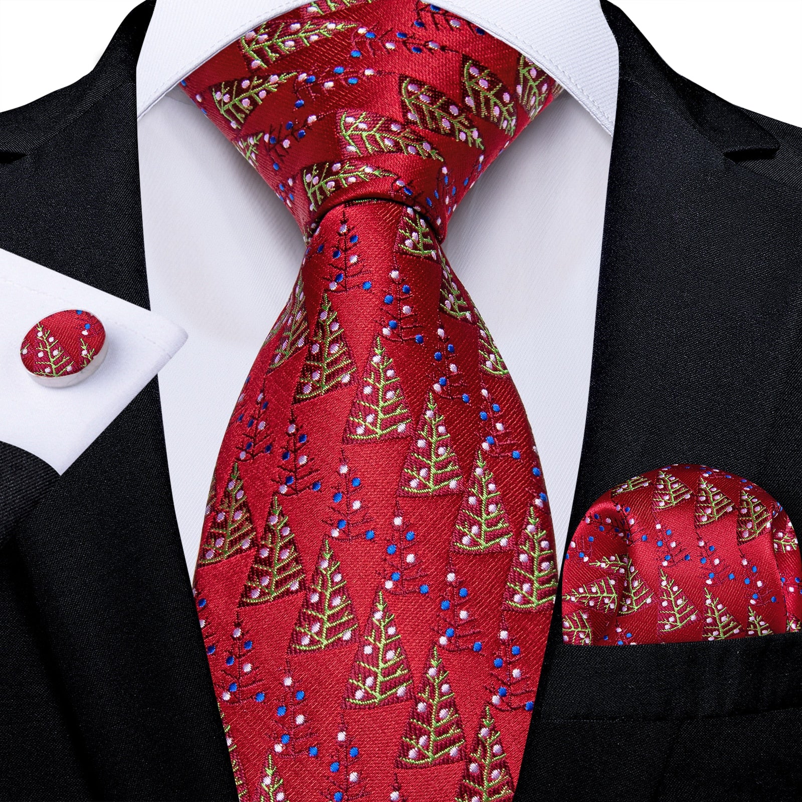 New Design Wedding Men Tie Red  Solid Striped Paisley Neckties For Men Business Dropshipping DiBanGu Hanky Cufflinks Tie Set