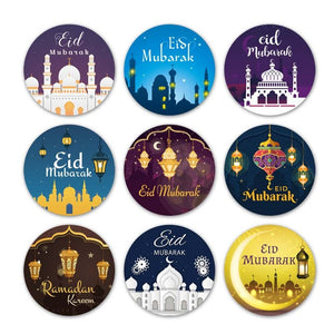 60/120pcs Ramadan EID Mubarak Decorations Paper Sticker Gift Lable Seal Sticker Islamic Muslim Eid al-fitr Decoration Supplies