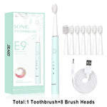 SEAGO Electric Toothbrush Sonic Rechargeable Travel Waterproof  Electronic Tooth 8 Brushes Soft Replacement Heads For Adult Gift