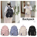 Simple Canvas Backpack Large Capacity Student Hit Color Laptop High School Book Bag Casual Travel Portable Leisure Rucksack