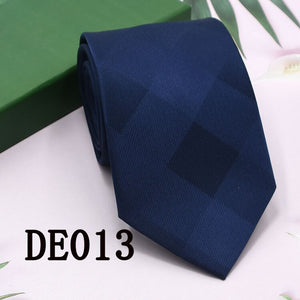 Classic Plaid Neck Ties for Men Casual Suits Tie Gravatas Stripe Blue Mens Neckties For Business Wedding 8cm Width Men Ties