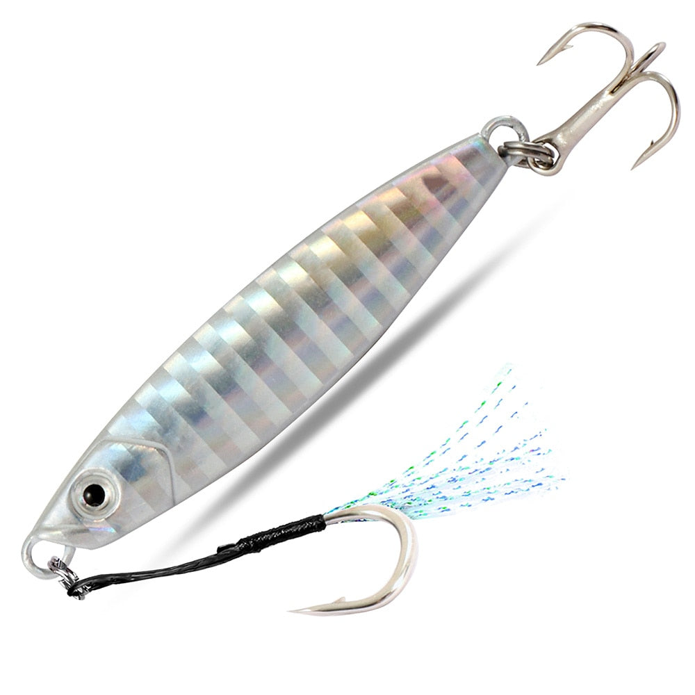 Metal Fishing Lure 10g 15g 20g Shore Cast Hook Swimbait Spoon Jig Artificial Bait Laser Cover Pike Trout Pesca Spinning Tackle