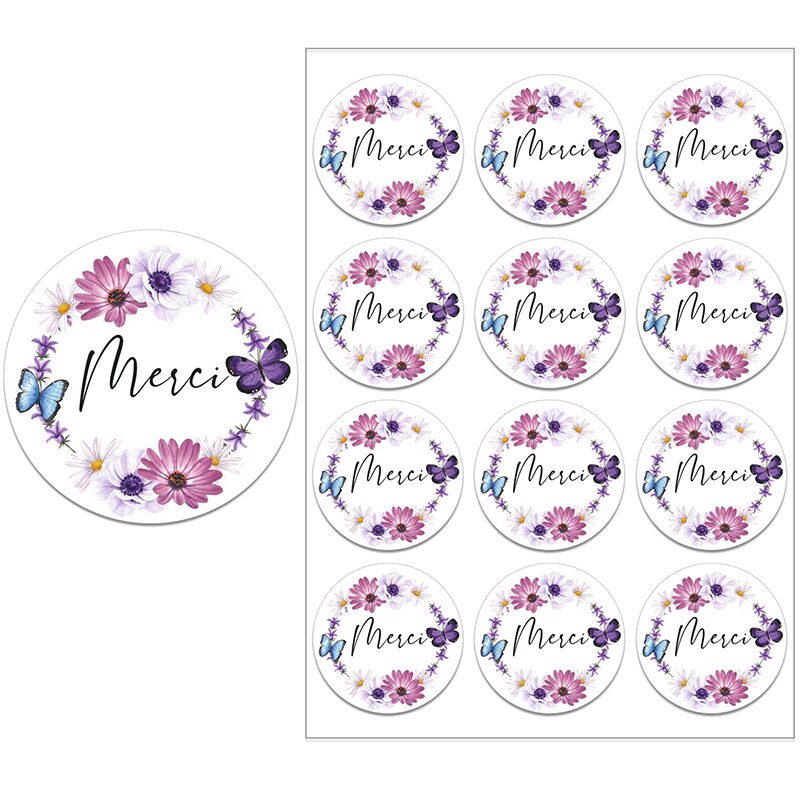 Merci Stickers Labels for Parties Wedding Small Business Stickers Packaging Seal Labels Thank You Stickers Baking Gift Bag