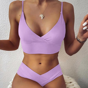 Sexy Women High Waist Bikinis 2 Piece Swimsuit Bandeau Swimwear Female Thong Brazilian Biquini Push Up Bikini Set Bathing Suit