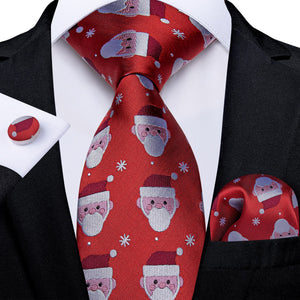 Mens Christmas Tie Set Red Blue 8cm Wide Silk Neck Tie Gift For Men Wedding Accessories