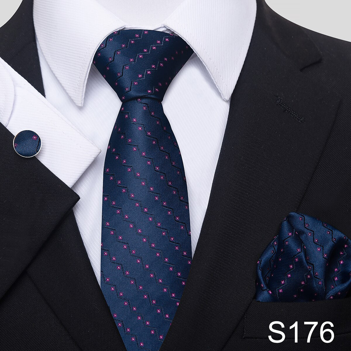 7.5 cm Great Quality Birthday Gift Tie Hanky Cufflink Set Necktie For Men Formal Clothing Purple hombre Gift for Boyfriend