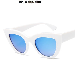 New Cat Eye Sunglasses Woman Fashion Big Frame Cat Sun Glasses Female Retro Shades UV400 Black White Color Oculos De Sol