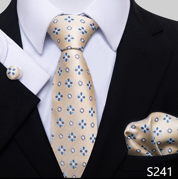 Fashion Brand Nice Handmade Silk Tie Handkerchief Cufflink Set For Men Necktie Orange Paisley Shirt Accessories lover&#39;s day
