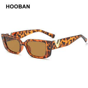 HOOBAN 2022 Fashion Cat Eye Sunglasses Luxury V Sun Glasses For Ladies Classic Rectangle Driving Eyewear UV400