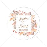 Pampas Grass Custom Name Date Round Circle Label Stickers Personalized Thank You Stickers for Bridal Shower Party Favors