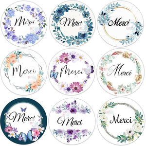 Merci Stickers Labels for Parties Wedding Small Business Stickers Packaging Seal Labels Thank You Stickers Baking Gift Bag