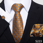 Fashion Brand Nice Handmade Silk Tie Handkerchief Cufflink Set For Men Necktie Orange Paisley Shirt Accessories lover&#39;s day