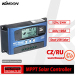 MPPT Solar Charge Controller Dual USB Solar Controller Smart LCD Screen Dual USB Output 12V/24V Automatic Identification
