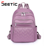 SEETIC Casual Oxford Backpack Women Waterproof School Bag Quality Ladies Travel Bag Solid Color Multiple Pockets Backpack Female