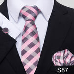 7.5 cm Great Quality Birthday Gift Tie Hanky Cufflink Set Necktie For Men Formal Clothing Purple hombre Gift for Boyfriend