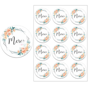 Merci Stickers Labels for Parties Wedding Small Business Stickers Packaging Seal Labels Thank You Stickers Baking Gift Bag