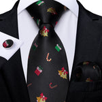 Mens Christmas Tie Set Red Blue 8cm Wide Silk Neck Tie Gift For Men Wedding Accessories
