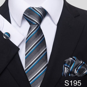 7.5 cm Great Quality Birthday Gift Tie Hanky Cufflink Set Necktie For Men Formal Clothing Purple hombre Gift for Boyfriend