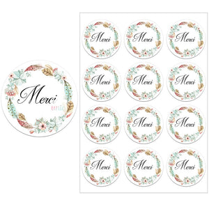 Merci Stickers Labels for Parties Wedding Small Business Stickers Packaging Seal Labels Thank You Stickers Baking Gift Bag